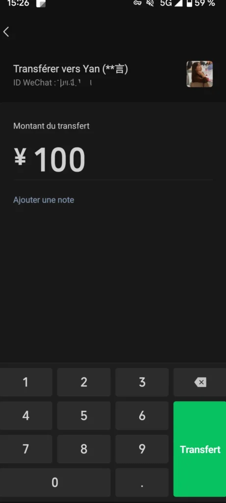 envoyer argent we chat