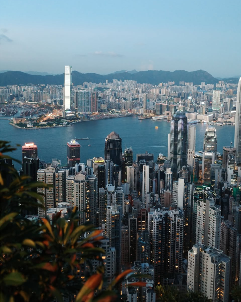 vue depuis victoria peak sur la baie de hong kong