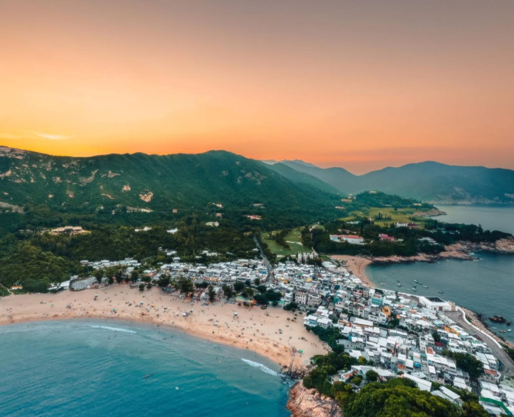 vue drone de Shek O Beach